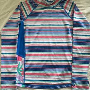 Coolibar Sun shirt Striped Kids Swim Shirt - Blue, Pink, Green